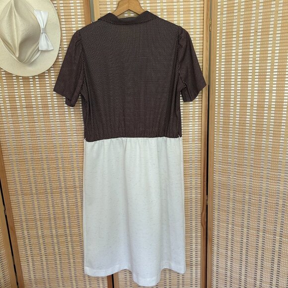 Vintage Day Dress With Polka Dot Top & Cream Skirt - Picture 3 of 12